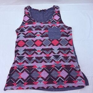 The North Face Womens Geometric Aztec Print Tank Top Purple Pink Medium 1826